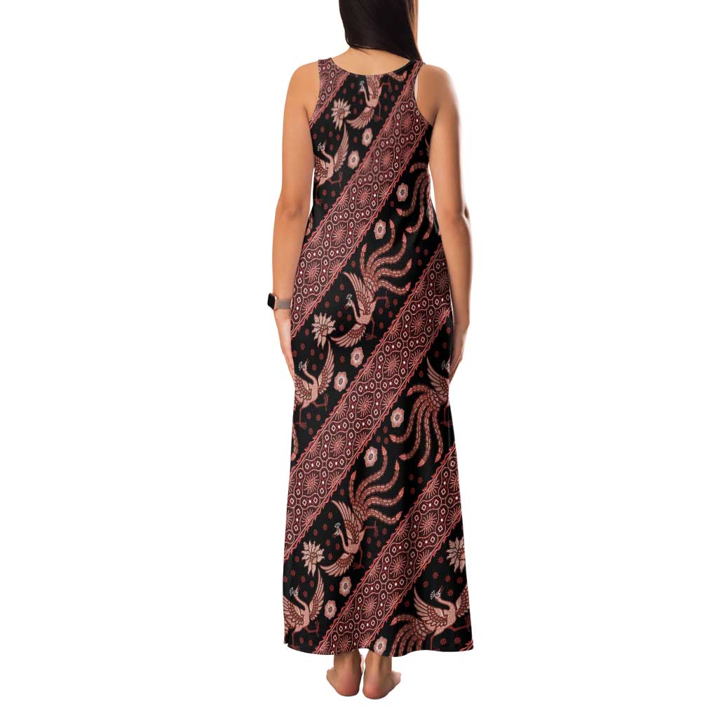 Indonesia Batik Pattern Family Matching Tank Maxi Dress and Hawaiian Shirt Red Version - Wonder Print Shop
