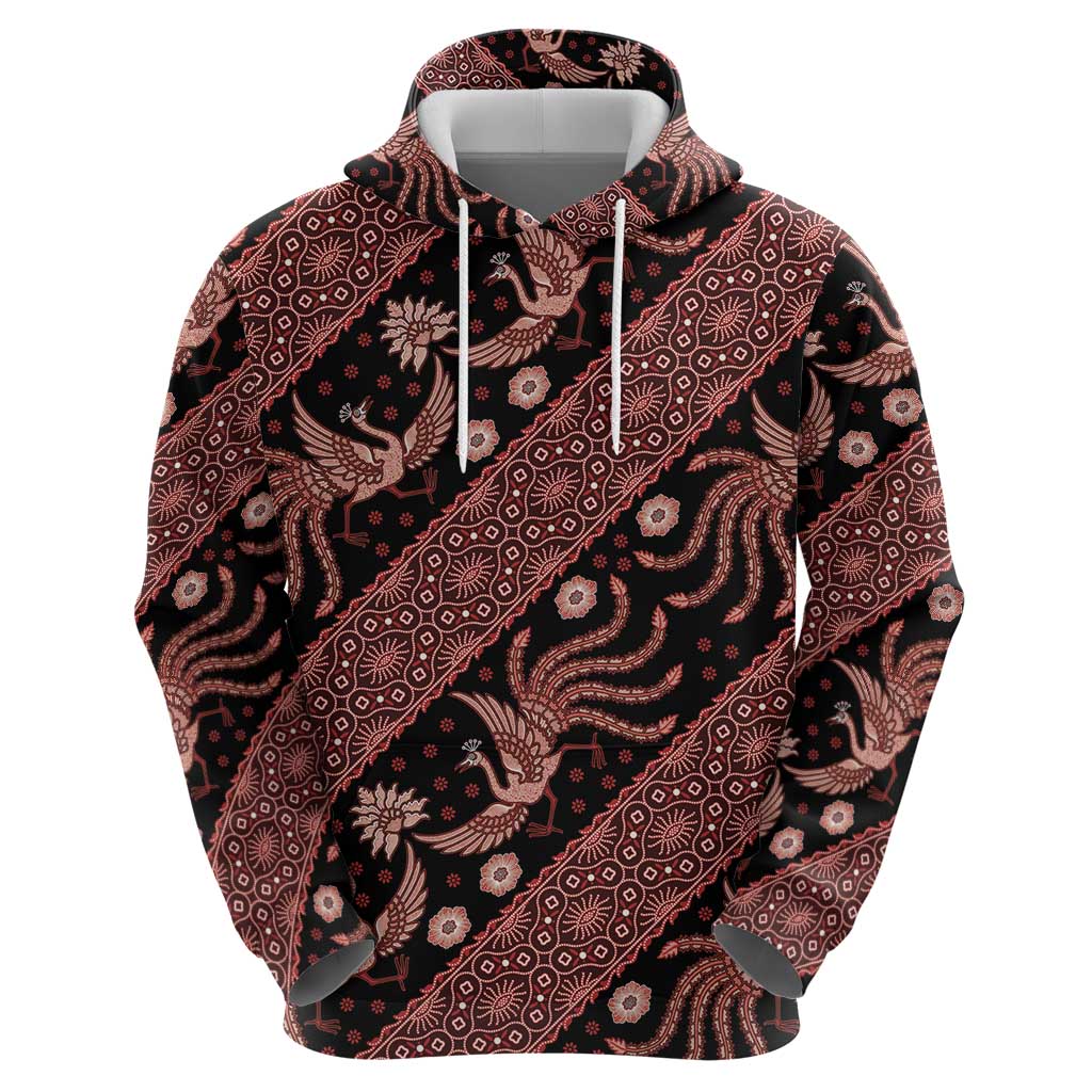 Indonesia Batik Pattern Hoodie Red Version - Wonder Print Shop
