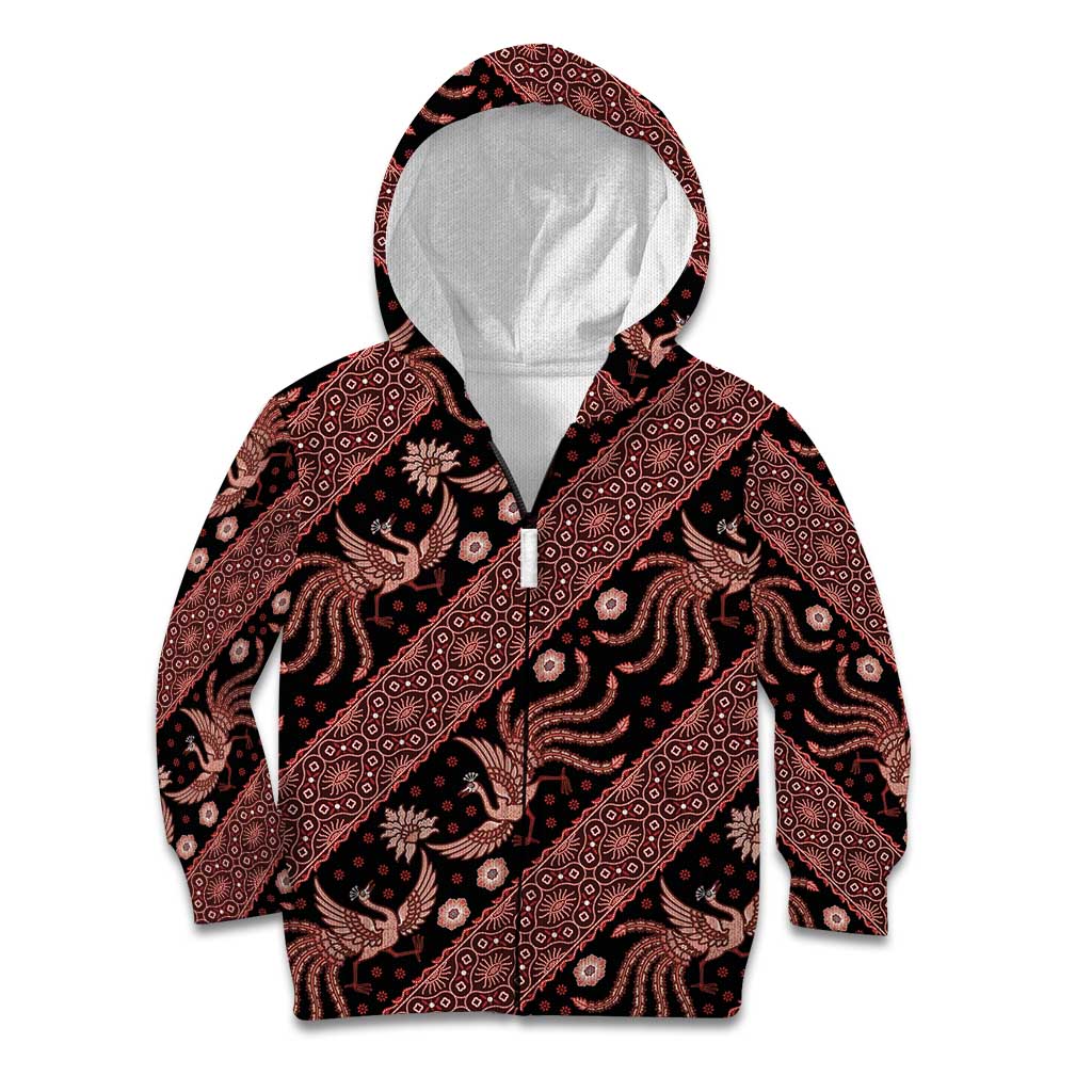 Indonesia Batik Pattern Kid Hoodie Red Version - Wonder Print Shop