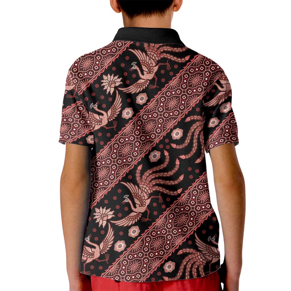 Indonesia Batik Pattern Kid Polo Shirt Red Version - Wonder Print Shop