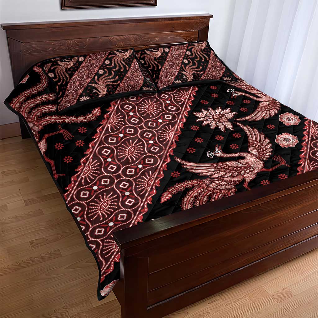 Indonesia Batik Pattern Quilt Bed Set Red Version - Wonder Print Shop