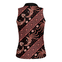 Indonesia Batik Pattern Women Sleeveless Polo Shirt Red Version - Wonder Print Shop