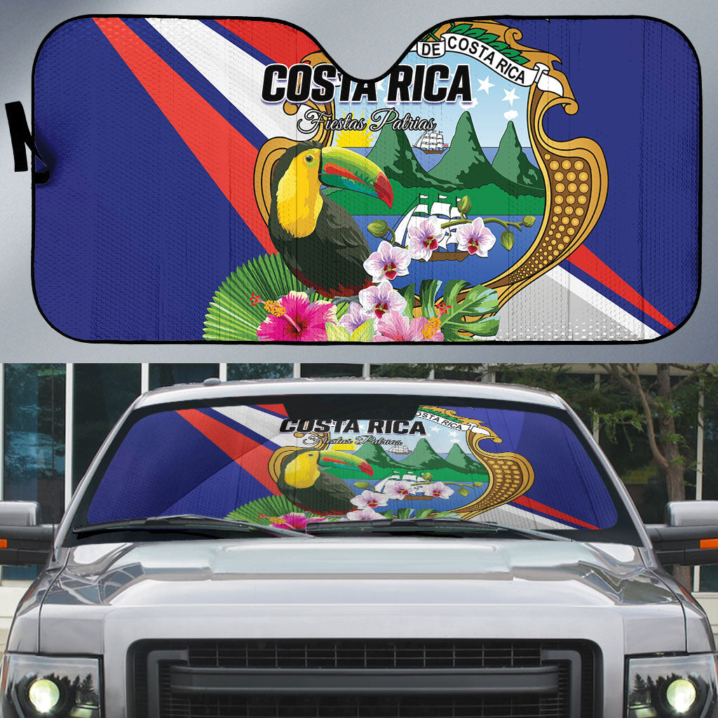 Costa Rica Rainbow Toucan Auto Sun Shade Happy Independence Day