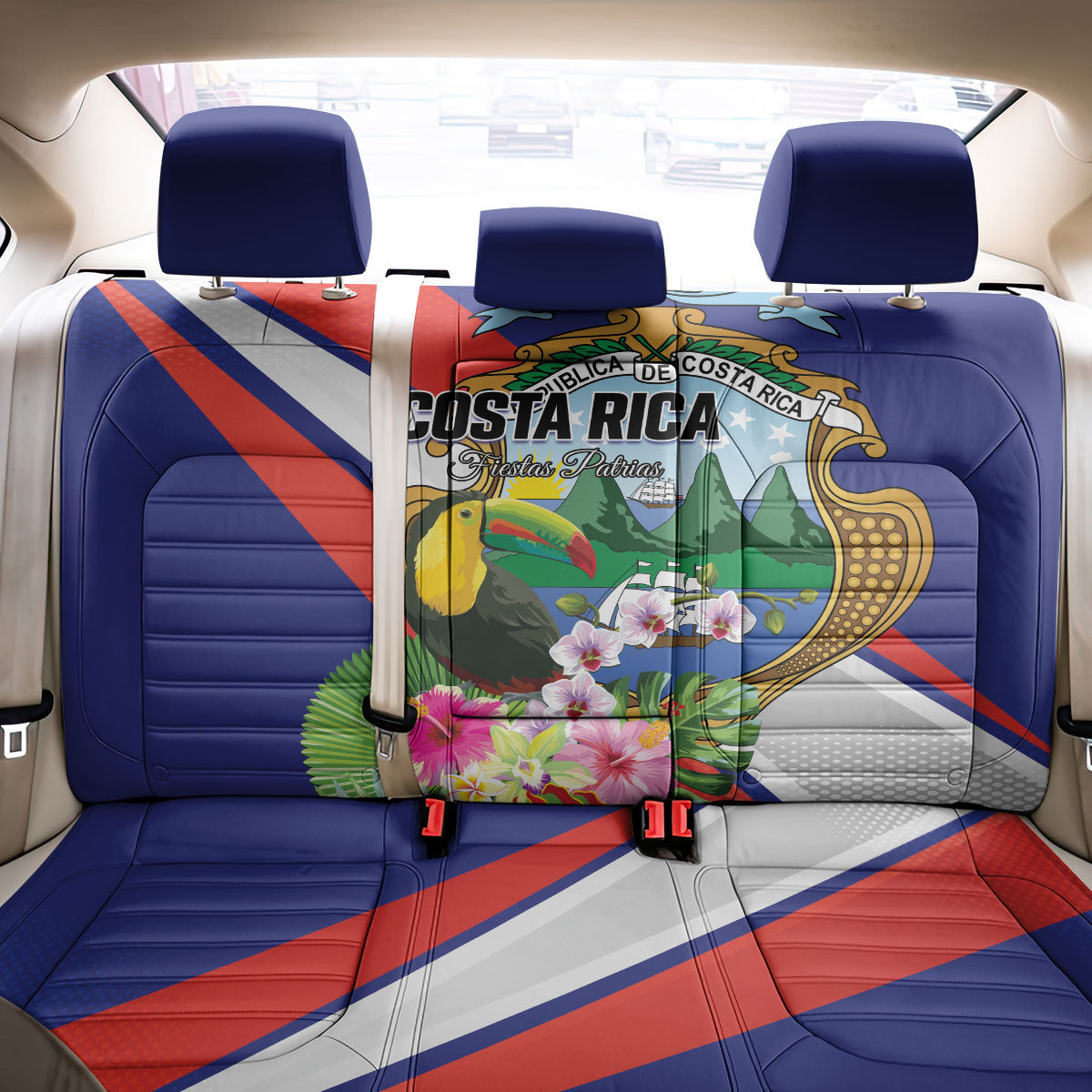 Costa Rica Rainbow Toucan Back Car Seat Cover Happy Independence Day