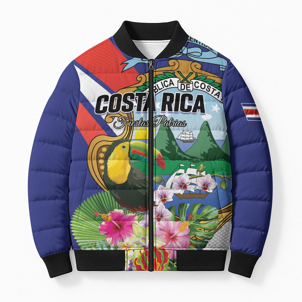 Personalized Costa Rica Rainbow Toucan Bomber Puffer Jacket Happy Independence Day