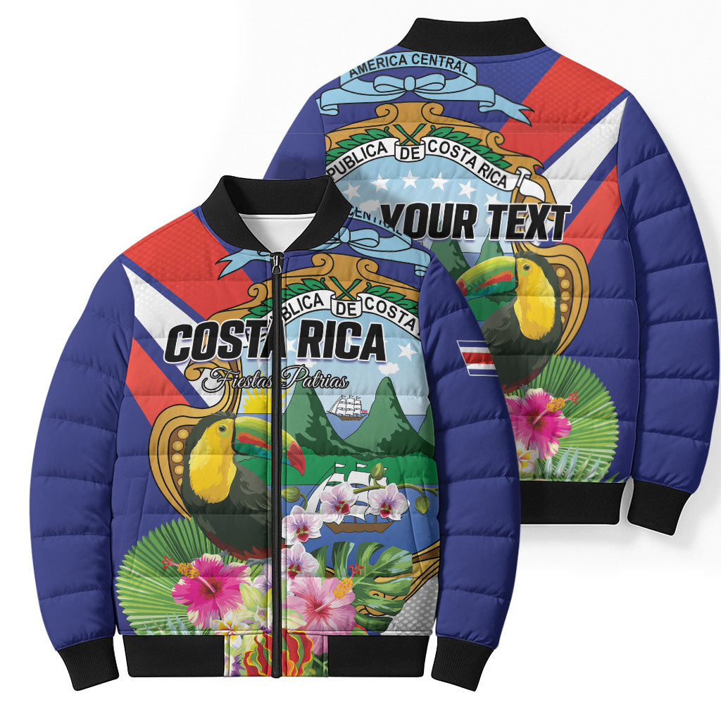 Personalized Costa Rica Rainbow Toucan Bomber Puffer Jacket Happy Independence Day