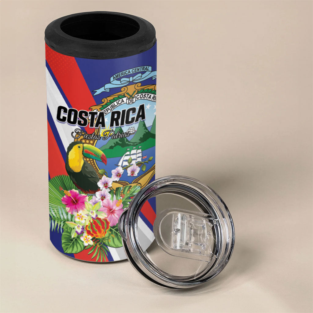 Personalized Costa Rica Rainbow Toucan 4 in 1 Can Cooler Tumbler Happy Independence Day