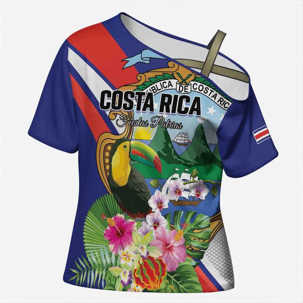Personalized Costa Rica Rainbow Toucan Cross Shoulder Shirt Happy Independence Day