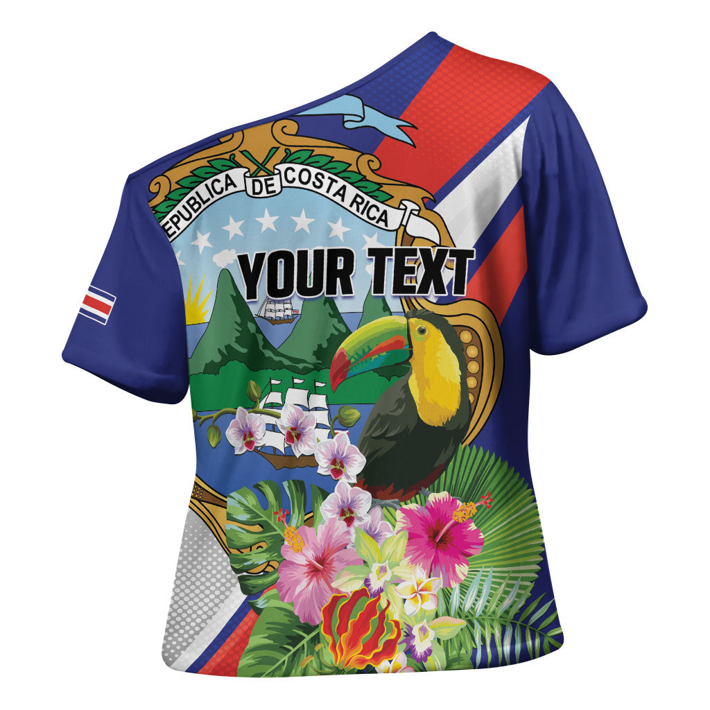 Personalized Costa Rica Rainbow Toucan Cross Shoulder Shirt Happy Independence Day