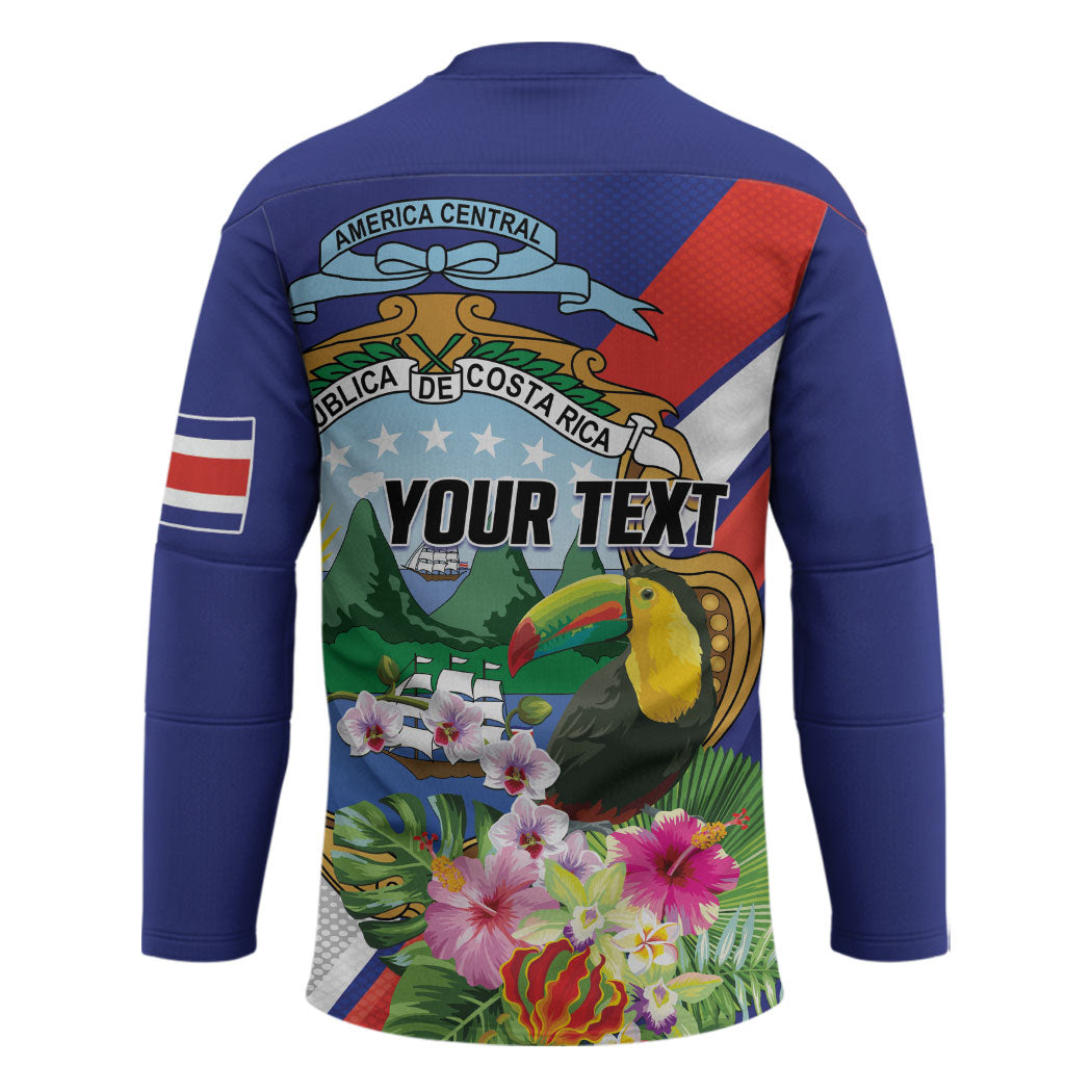 Personalized Costa Rica Rainbow Toucan Hockey Jersey Happy Independence Day