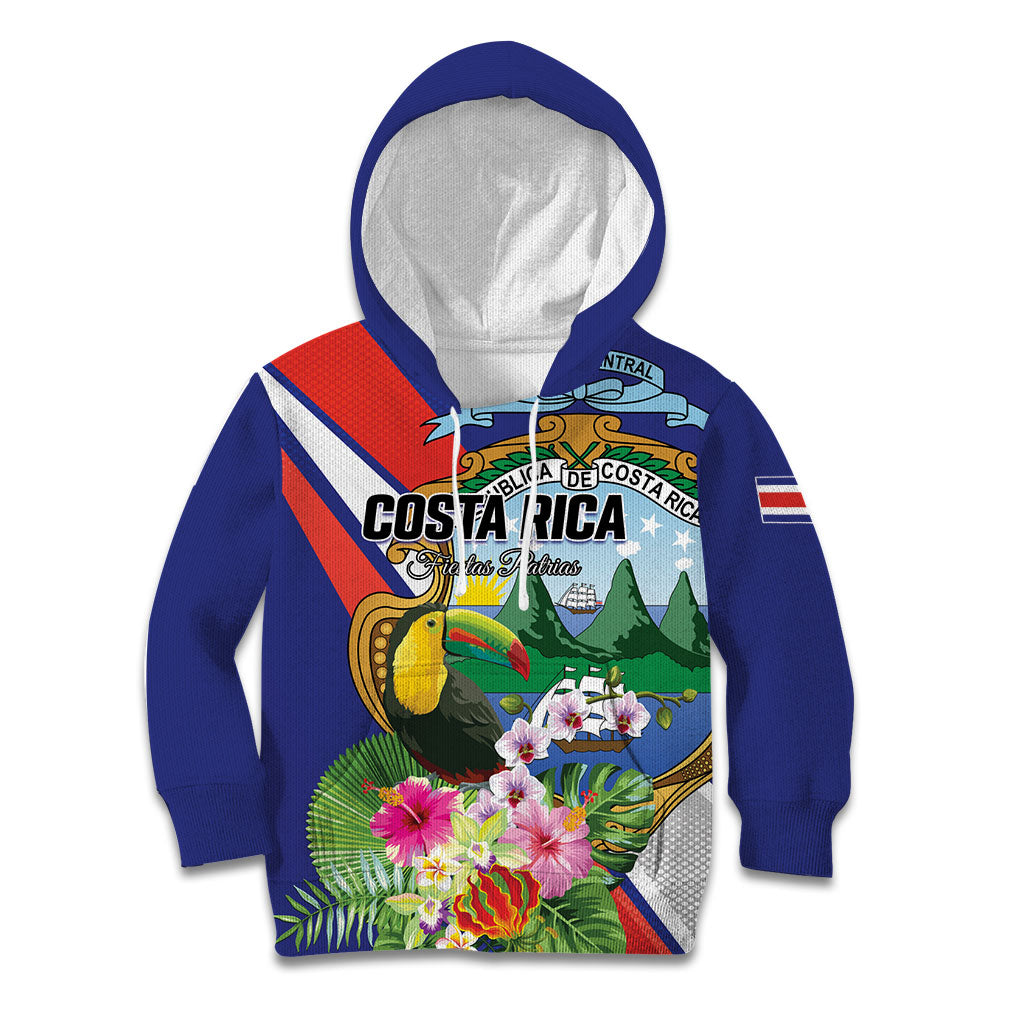Personalized Costa Rica Rainbow Toucan Kid Hoodie Happy Independence Day
