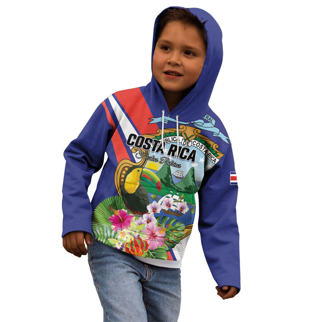 Personalized Costa Rica Rainbow Toucan Kid Hoodie Happy Independence Day
