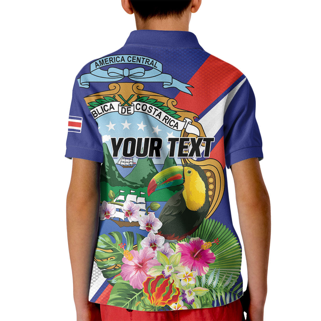 Personalized Costa Rica Rainbow Toucan Kid Polo Shirt Happy Independence Day