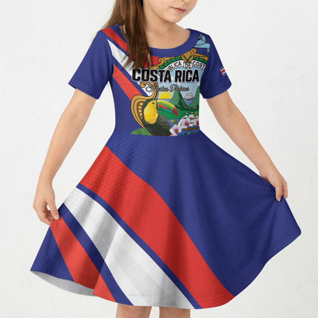 Personalized Costa Rica Rainbow Toucan Kid Short Sleeve Dress Happy Independence Day
