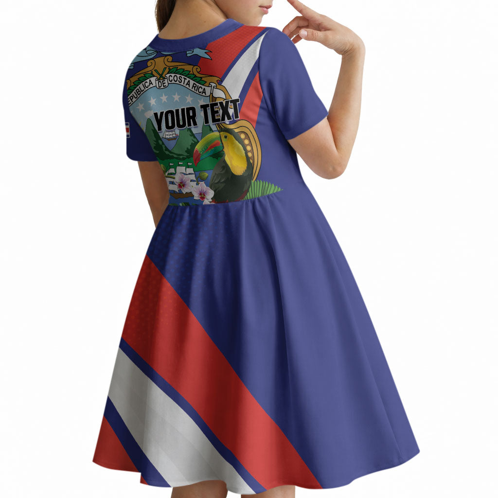 Personalized Costa Rica Rainbow Toucan Kid Short Sleeve Dress Happy Independence Day