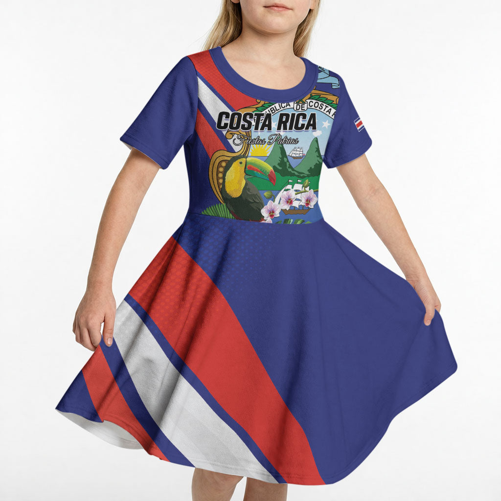 Personalized Costa Rica Rainbow Toucan Kid Short Sleeve Dress Happy Independence Day