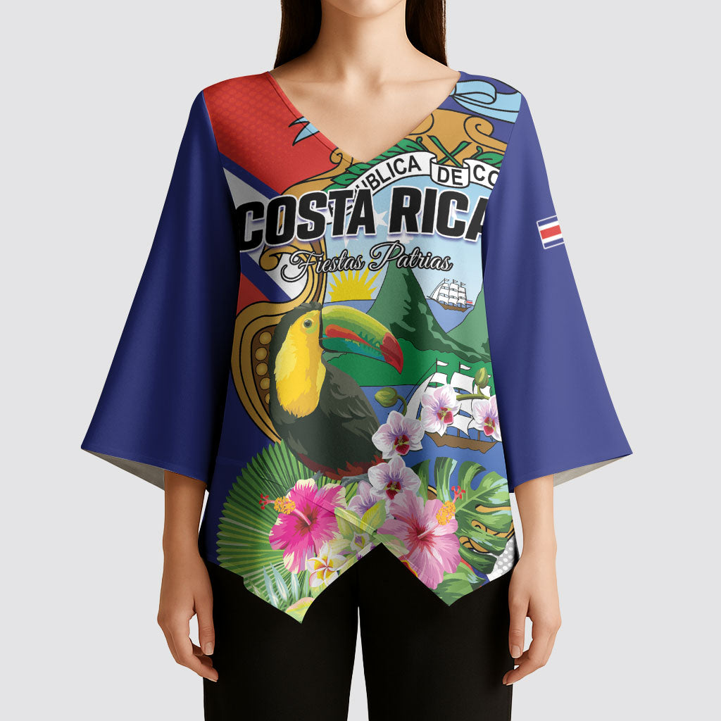 Personalized Costa Rica Rainbow Toucan Kimono Sleeve Blouse Happy Independence Day