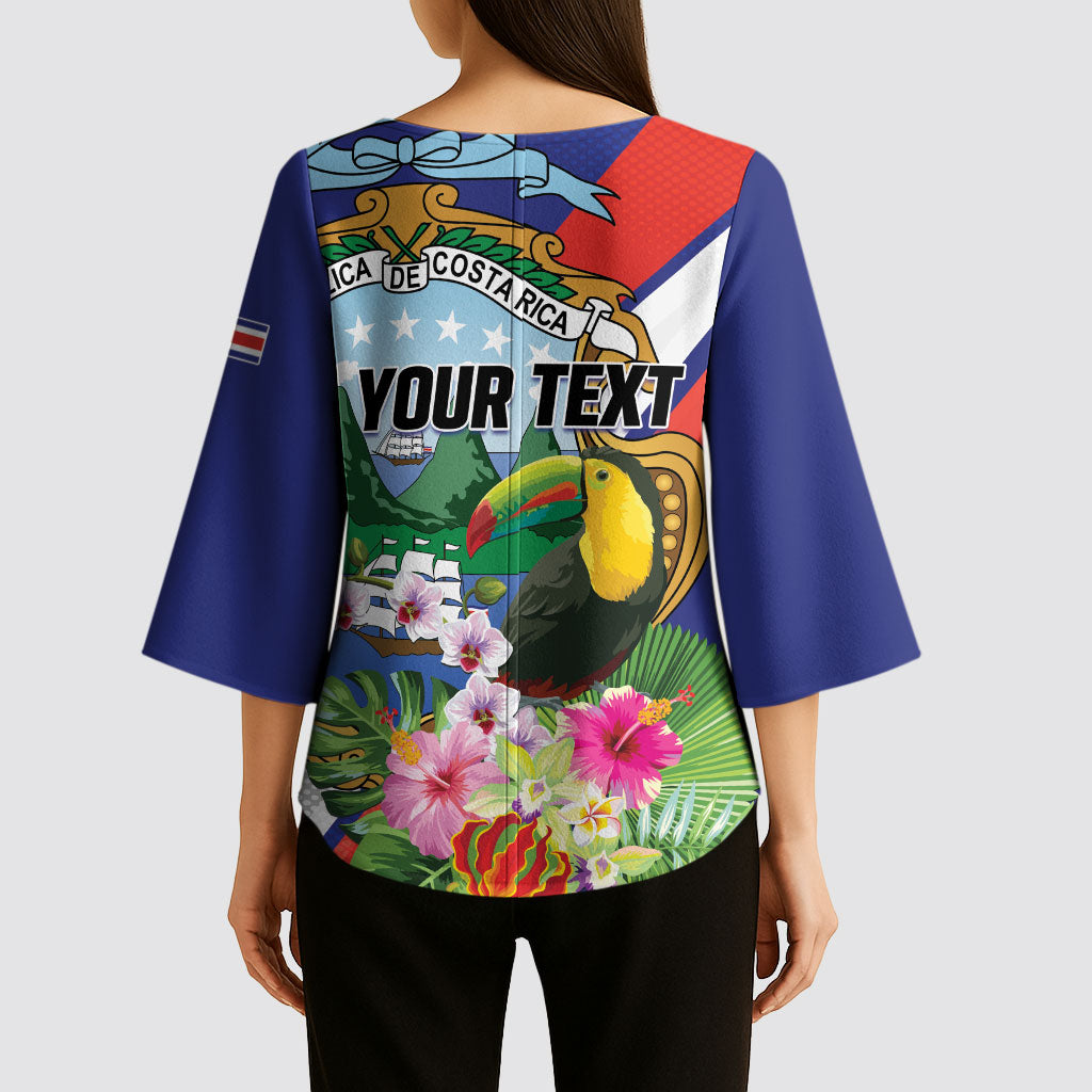 Personalized Costa Rica Rainbow Toucan Kimono Sleeve Blouse Happy Independence Day