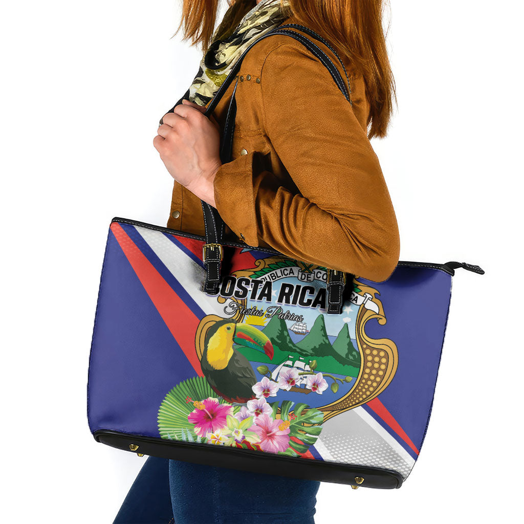 Costa Rica Rainbow Toucan Leather Tote Bag Happy Independence Day