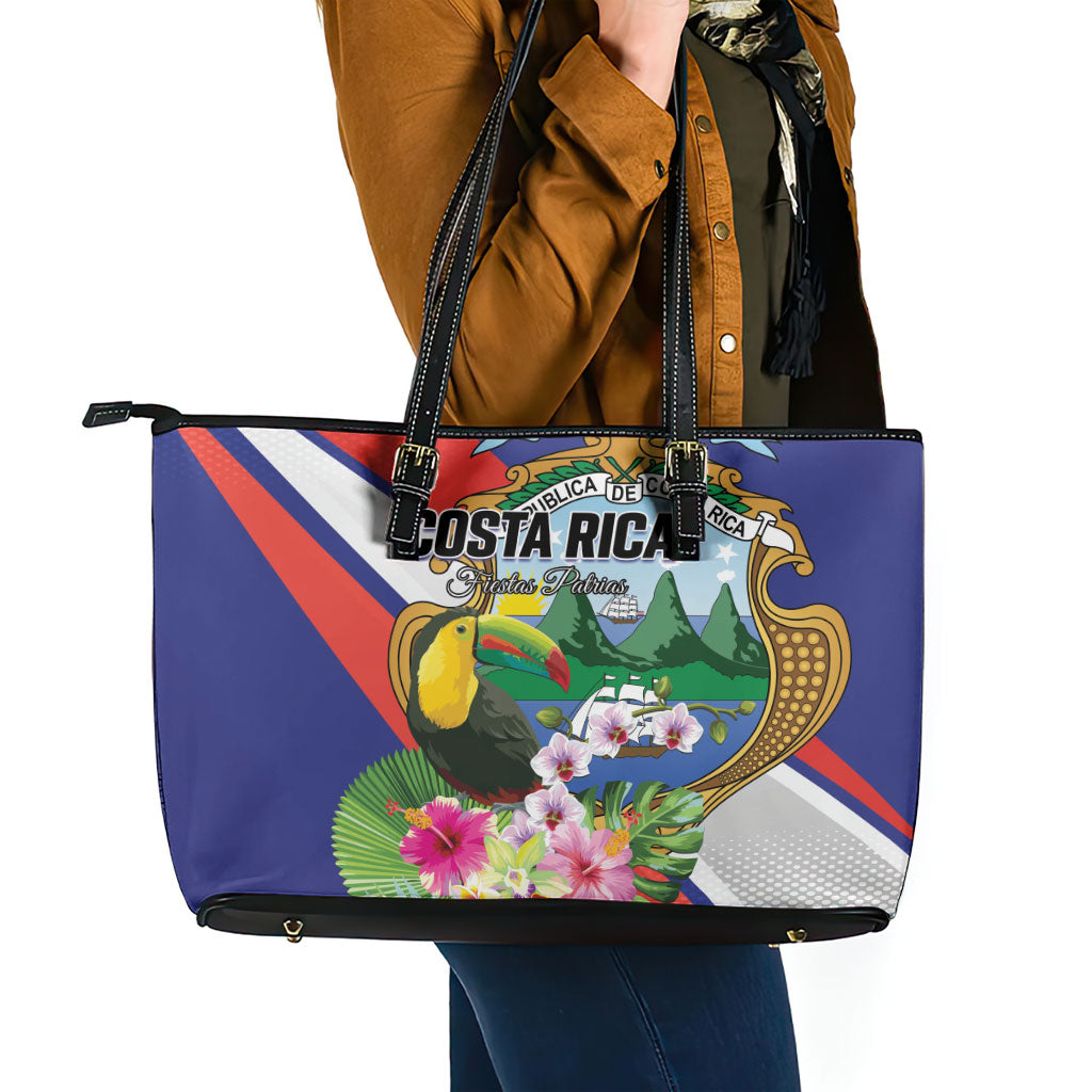 Costa Rica Rainbow Toucan Leather Tote Bag Happy Independence Day