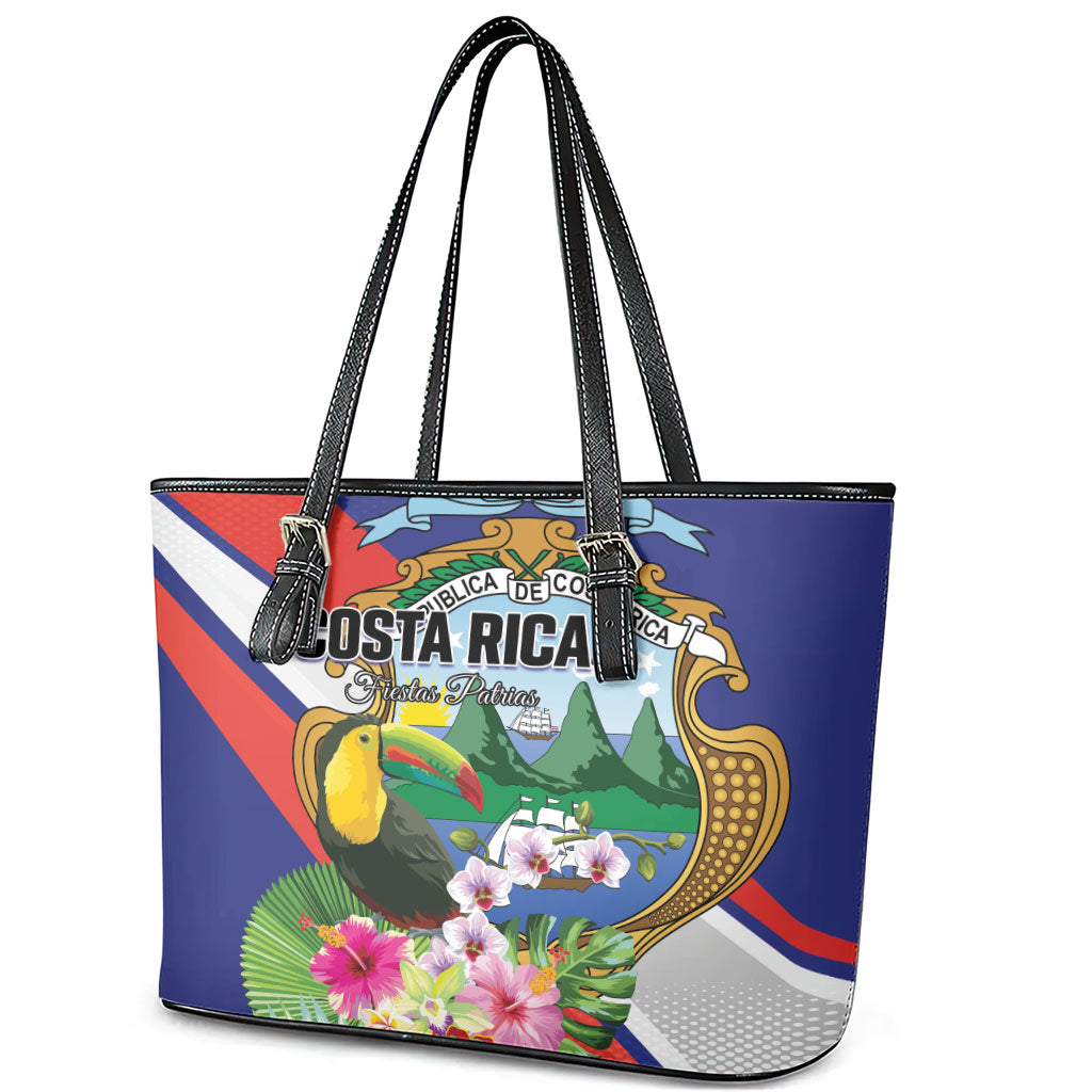 Costa Rica Rainbow Toucan Leather Tote Bag Happy Independence Day