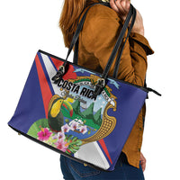 Costa Rica Rainbow Toucan Leather Tote Bag Happy Independence Day