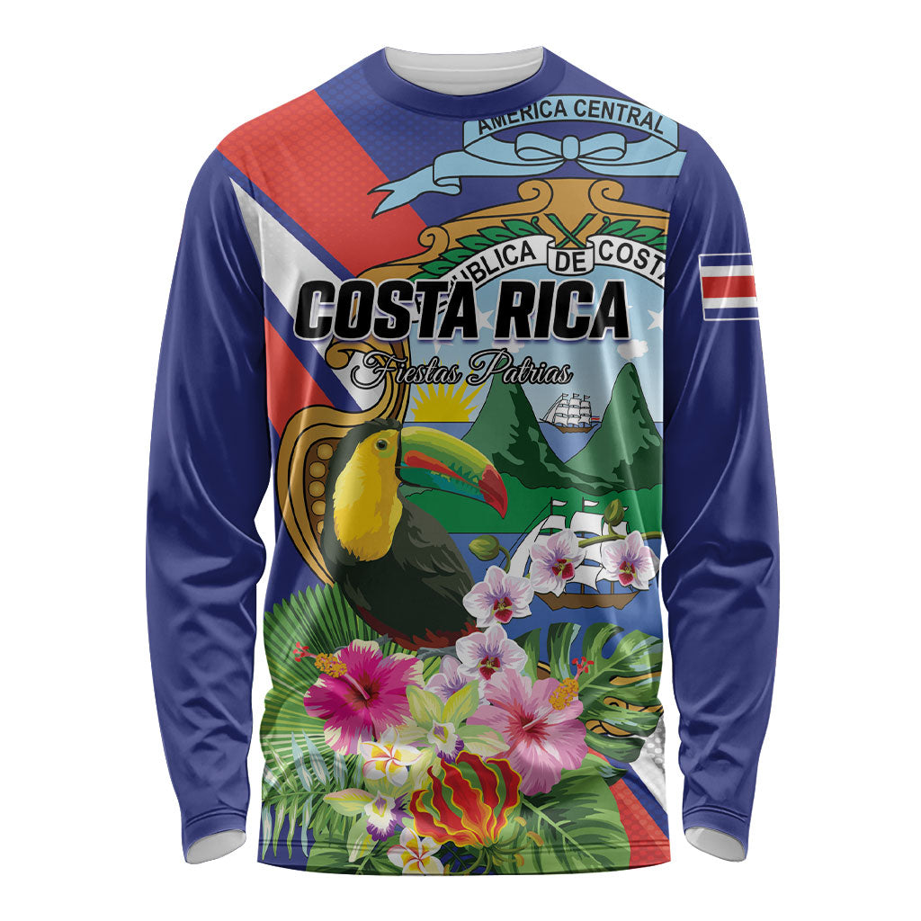 Personalized Costa Rica Rainbow Toucan Long Sleeve Shirt Happy Independence Day
