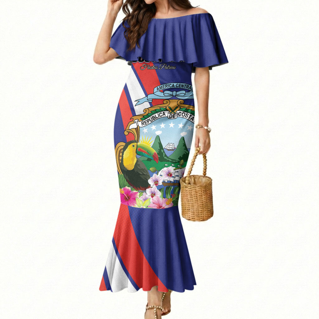 Personalized Costa Rica Rainbow Toucan Mermaid Dress Happy Independence Day