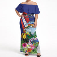 Personalized Costa Rica Rainbow Toucan Off Shoulder Maxi Dress Happy Independence Day