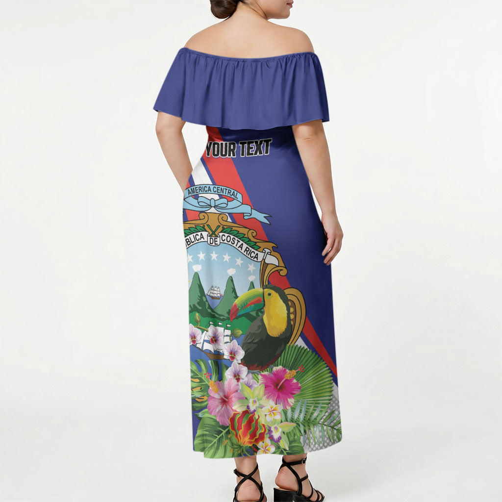 Personalized Costa Rica Rainbow Toucan Off Shoulder Maxi Dress Happy Independence Day
