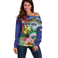Personalized Costa Rica Rainbow Toucan Off Shoulder Sweater Happy Independence Day