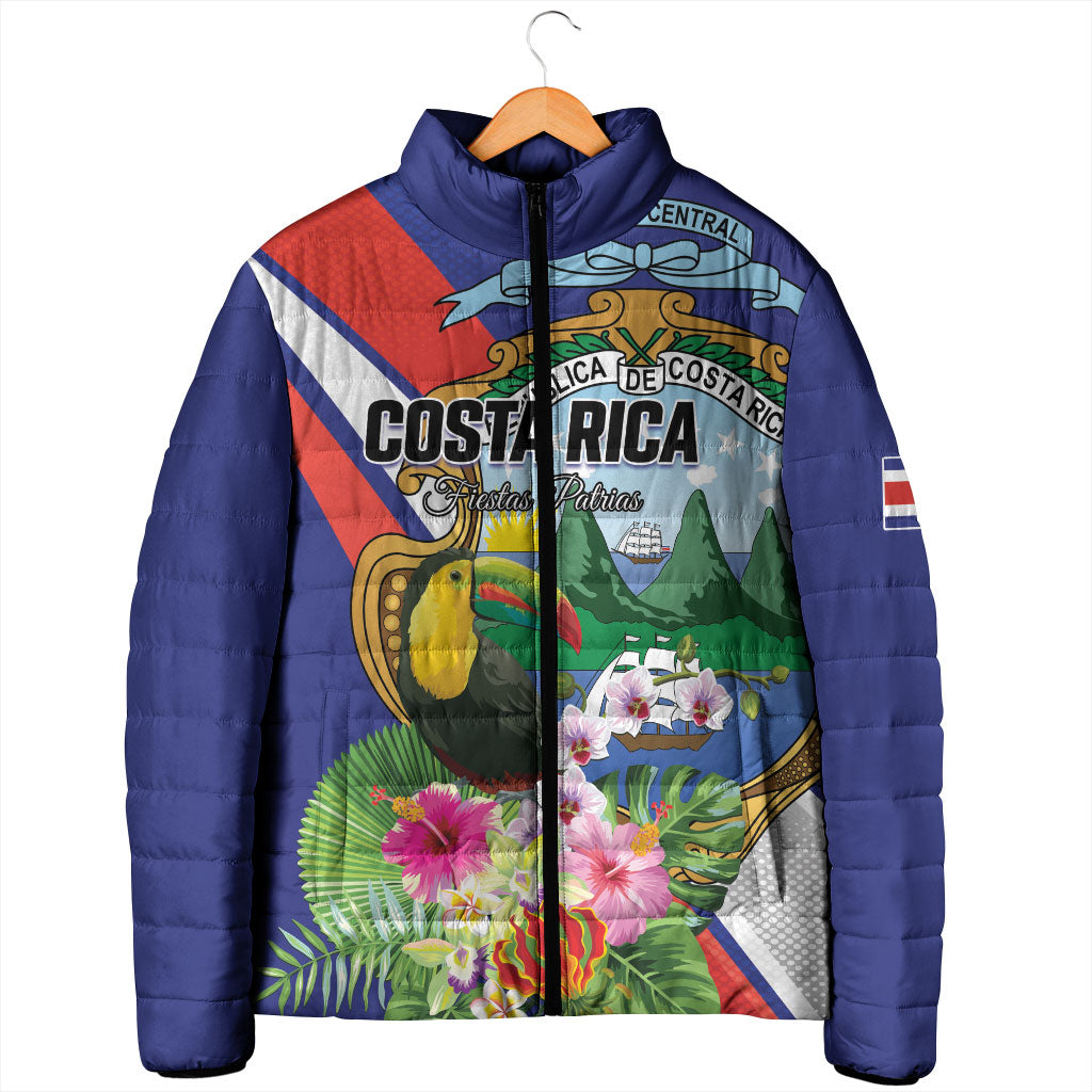 Personalized Costa Rica Rainbow Toucan Padded Jacket Happy Independence Day