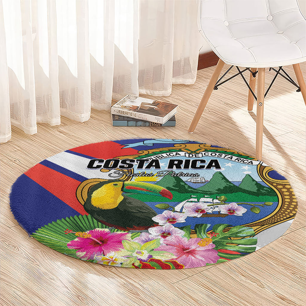 Costa Rica Rainbow Toucan Round Carpet Happy Independence Day