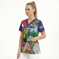 Personalized Costa Rica Rainbow Toucan Scrub Top Happy Independence Day
