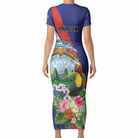 Personalized Costa Rica Rainbow Toucan Short Sleeve Bodycon Dress Happy Independence Day