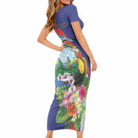 Personalized Costa Rica Rainbow Toucan Short Sleeve Bodycon Dress Happy Independence Day