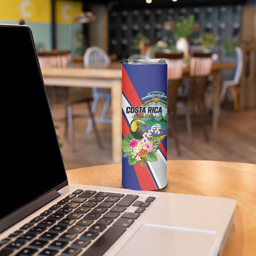 Personalized Costa Rica Rainbow Toucan Skinny Tumbler Happy Independence Day