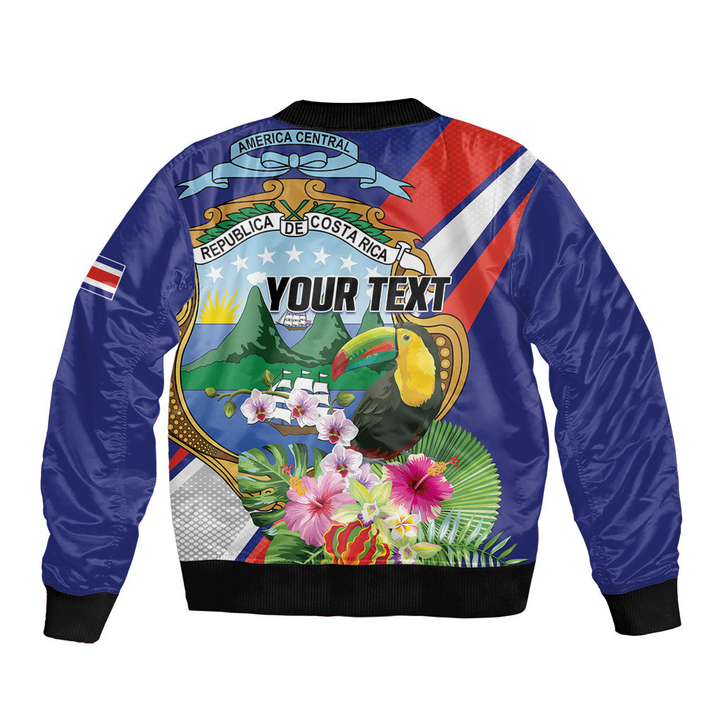 Personalized Costa Rica Rainbow Toucan Sleeve Zip Bomber Jacket Happy Independence Day