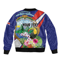 Personalized Costa Rica Rainbow Toucan Sleeve Zip Bomber Jacket Happy Independence Day