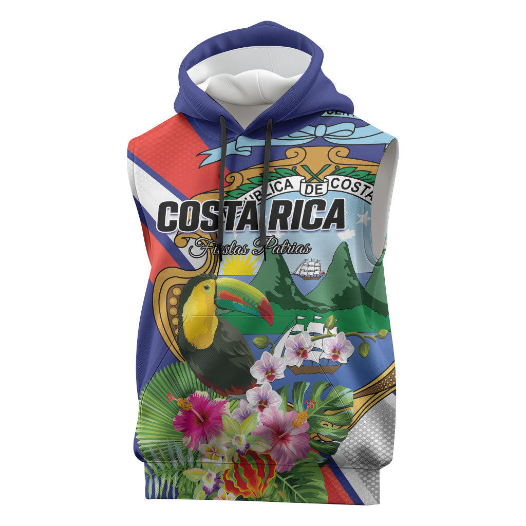 Personalized Costa Rica Rainbow Toucan Sleeveless Hoodie Happy Independence Day