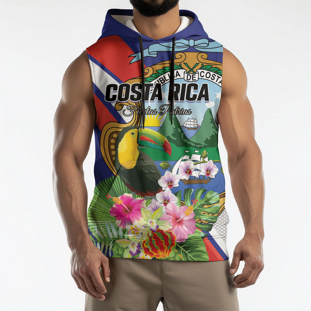 Personalized Costa Rica Rainbow Toucan Sleeveless Hoodie Happy Independence Day