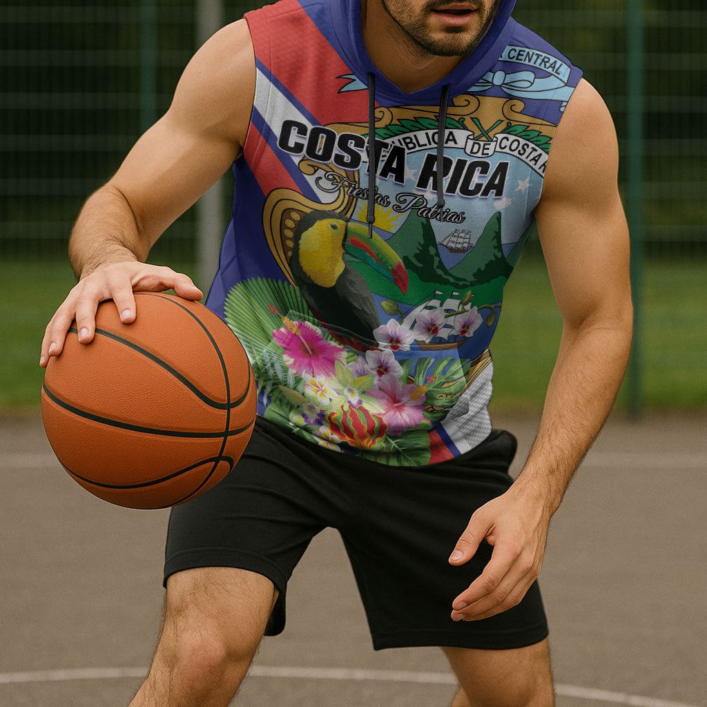 Personalized Costa Rica Rainbow Toucan Sleeveless Hoodie Happy Independence Day