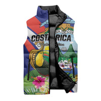 Personalized Costa Rica Rainbow Toucan Sleeveless Puffer Jacket Happy Independence Day