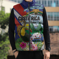 Personalized Costa Rica Rainbow Toucan Sleeveless Puffer Jacket Happy Independence Day