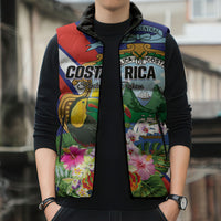 Personalized Costa Rica Rainbow Toucan Sleeveless Puffer Jacket Happy Independence Day