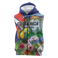 Personalized Costa Rica Rainbow Toucan Sleeveless Zip Hoodie Happy Independence Day