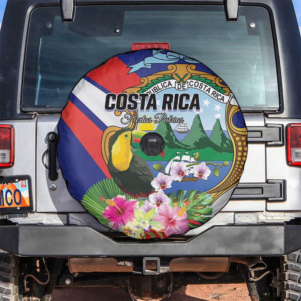 Costa Rica Rainbow Toucan Spare Tire Cover Happy Independence Day