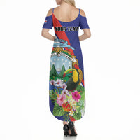 Personalized Costa Rica Rainbow Toucan Summer Maxi Dress Happy Independence Day