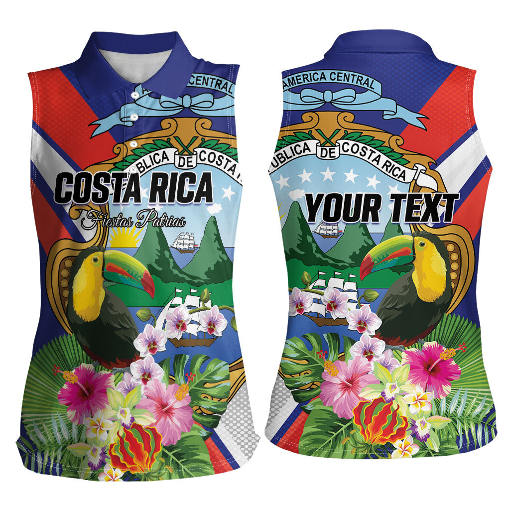 Personalized Costa Rica Rainbow Toucan Women Sleeveless Polo Shirt Happy Independence Day