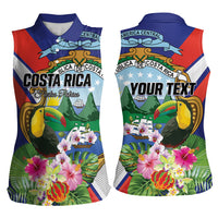 Personalized Costa Rica Rainbow Toucan Women Sleeveless Polo Shirt Happy Independence Day
